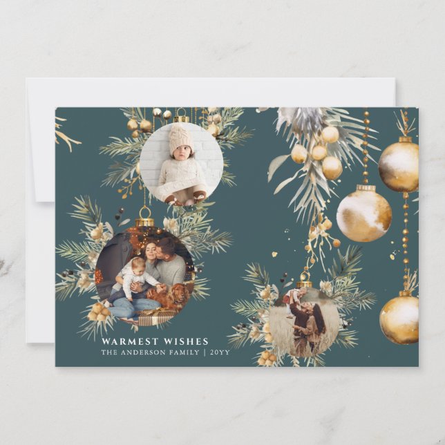 Elégant or ornement carte de Noël (Devant)