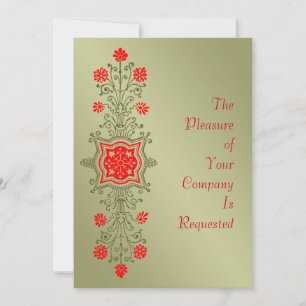 Elégant or rouge floral Etching Invitations person