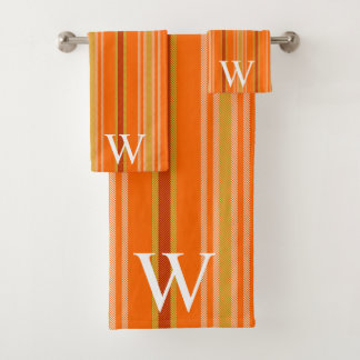 Elegant orang & brown stripes pattern monogram