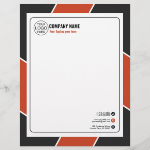 Elegant orange and black frame customized letterhead