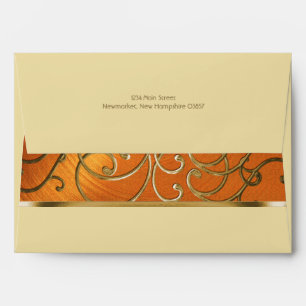 Elegant Orange and Gold Filigree Envelope