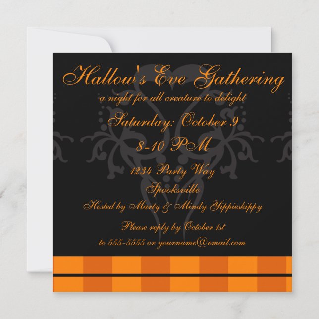 Elegant Orange and Hallow's Eve Gathering Invitation (Front)