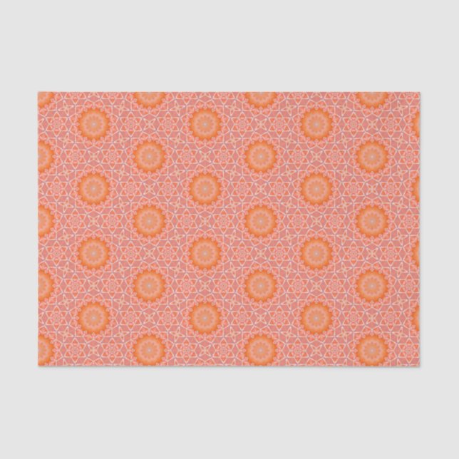 Elegant Orange and Pink Modern Geometric Pattern  Tissue Paper (Front)