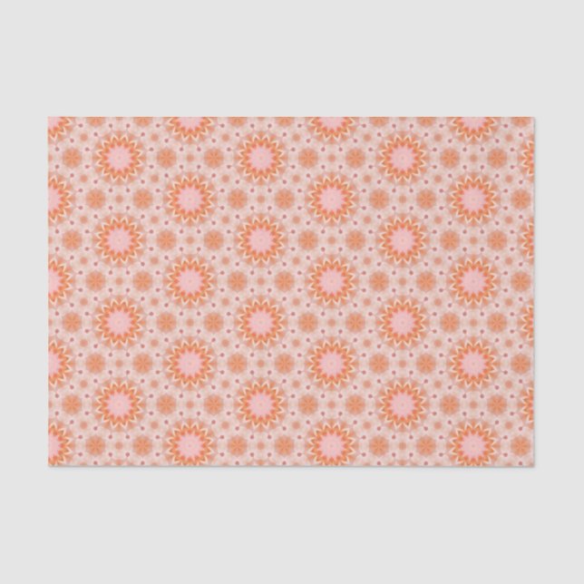 Elegant Orange and Pink Modern Geometric Pattern  Tissue Paper (Front)