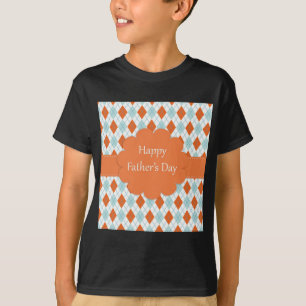 Elegant Orange Argyle Pattern Dad T-Shirt