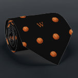 Elegant Orange Basketball Monogram Initials Black Tie<br><div class="desc">Dribble into style with our Basketball Pattern Tie – a slam dunk choice for basketball fans and sports enthusiasts. This tie isn't just an accessory; it's a visual celebration of the fast-paced and dynamic world of basketball. The meticulously crafted basketball pattern design adds a touch of athletic flair to your...</div>