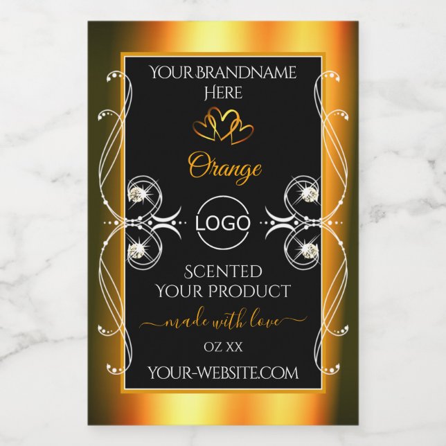 Elegant Orange Black Glamour Product Labels Logo (Single Label)