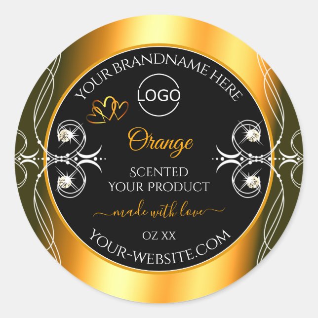 Elegant Orange Black Glamour Product Labels Logo (Front)