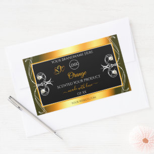 Elegant Orange Black Glamour Product Labels Logo