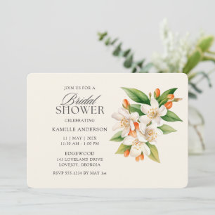 Elegant Orange Blossom Bridal Shower Invitation
