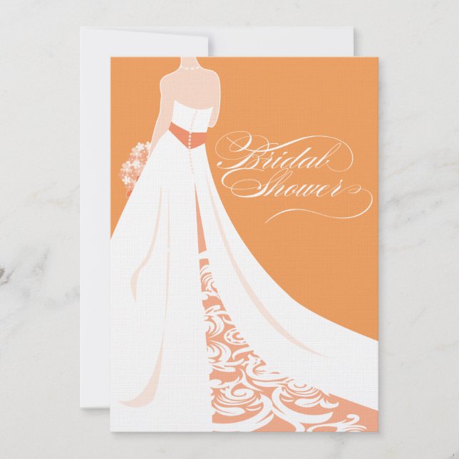 Elegant Orange Bridal Shower Invitation (Front)