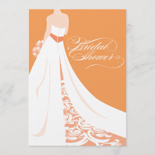 Elegant Orange Bridal Shower Invitation