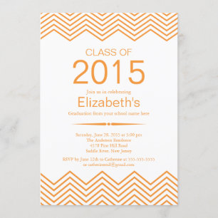 Elegant Orange Chevron Graduation Party Invitation