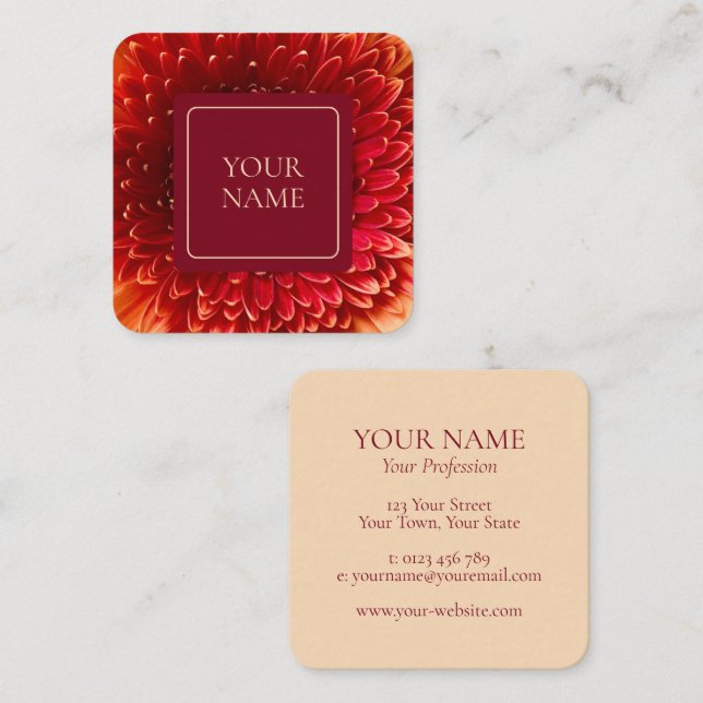 Elegant Orange & Cream Floral Business Card (Front/Back)
