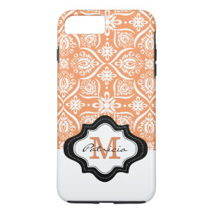 Elegant Orange Damask Pattern Custom Monogram [3] iPhone 8 Plus/7 Plus Case