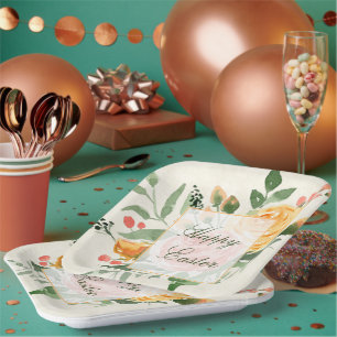  Elegant Orange floral custom Easter Holiday  Paper Plate