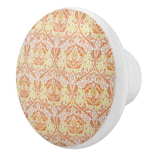 Elegant Orange Floral Pattern Ceramic Knob (Right)