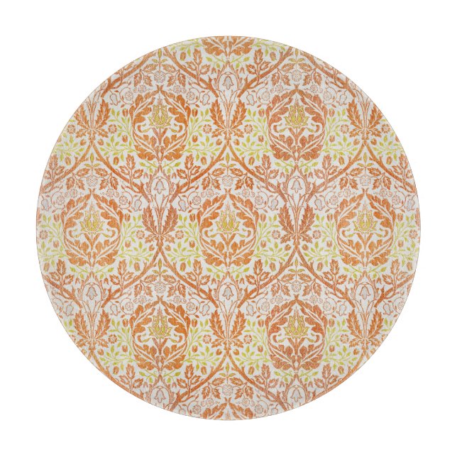 Elegant Orange Floral Pattern Cutting Board (Front)