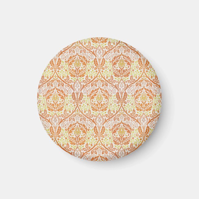 Elegant Orange Floral Pattern Magnet (Front)