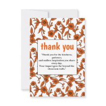 Elegant Orange Floral Thank You Card
