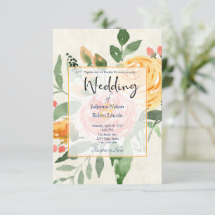 Elegant Orange floral wedding invitation