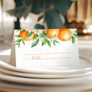 Elegant Orange Floral Wedding Place Card