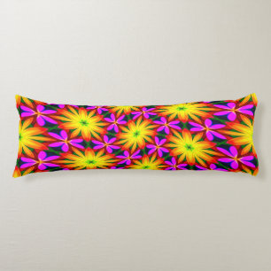 Elegant Orange Flower Pattern Body Pillow