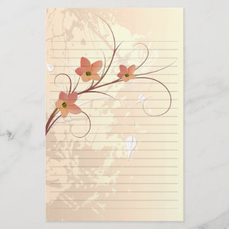 elegant orange flowers swirl design stationery