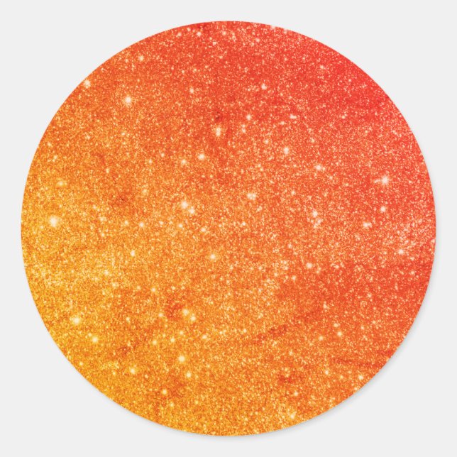 Elegant Orange Glitter  Classic Round Sticker (Front)