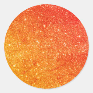 Elegant Orange Glitter  Classic Round Sticker