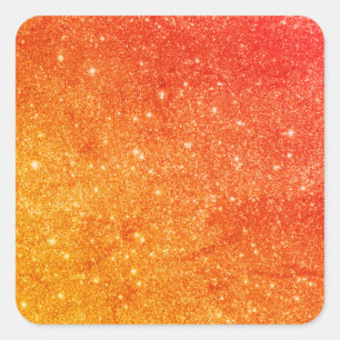 Elegant Orange Glitter Square Sticker