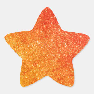 Elegant Orange Glitter Star Sticker