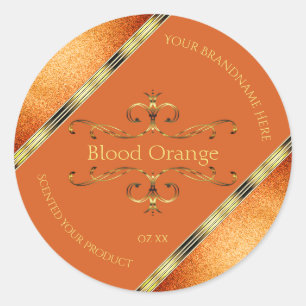 Elegant Orange Gold Product Labels Glitter Borders