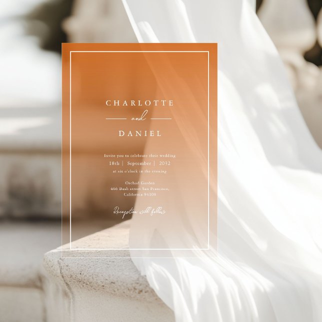 Elegant Orange Gradient Acrylic Wedding Invitations (Elegant Orange Gradient Acrylic Wedding Acrylic Invitations)