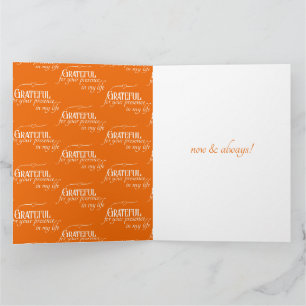 Elegant Orange Grateful Festive Thanksgiving Card 