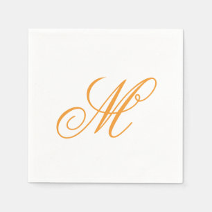 Elegant Orange Green Monogram Initial Napkin