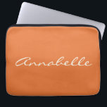 Elegant Orange Handwritten Script Name Custom Laptop Sleeve<br><div class="desc">This custom laptop case features your name in beautiful handwritten script lettering on a stylish Burnt Orange background. Great gift idea.</div>