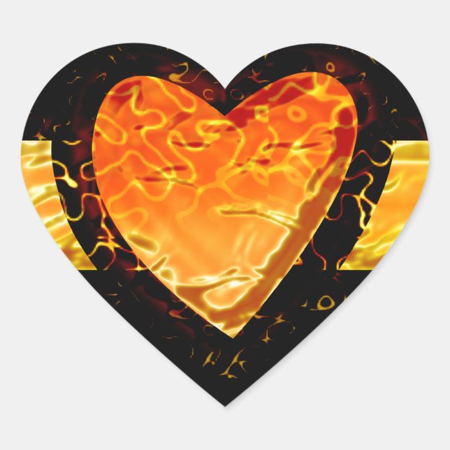 Elegant Orange Heart Valentine's day on Black Sticker (Front)