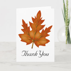 Elegant Orange Leaf Thank You Card Design