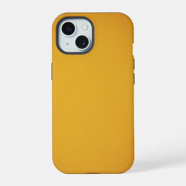  Elegant Orange leather iPhone 15 Case (Back)