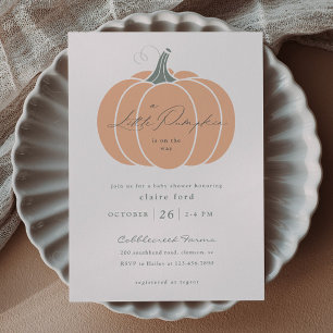 Elegant Orange Little Pumpkin Fall Baby Shower  Invitation