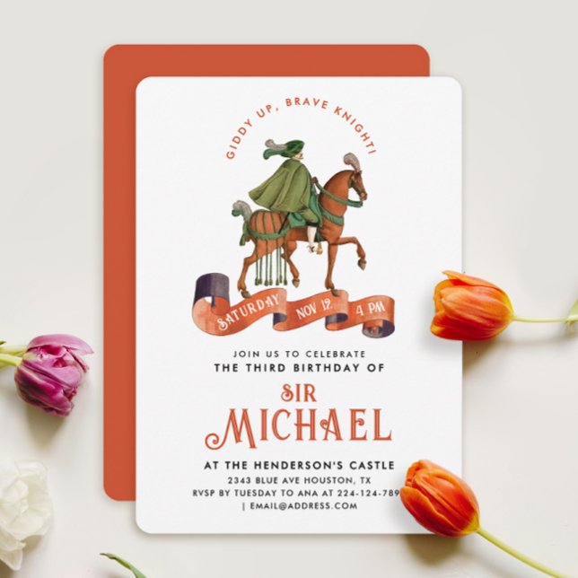 Elegant Orange Medieval Knight Equestrian Horse  Invitation (Creator Uploaded)