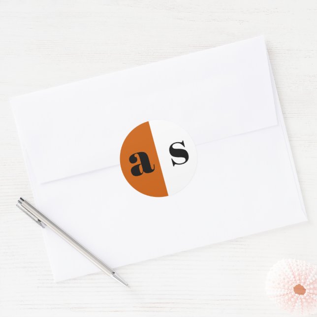 Elegant orange monogram envelope seal wedding (Envelope)