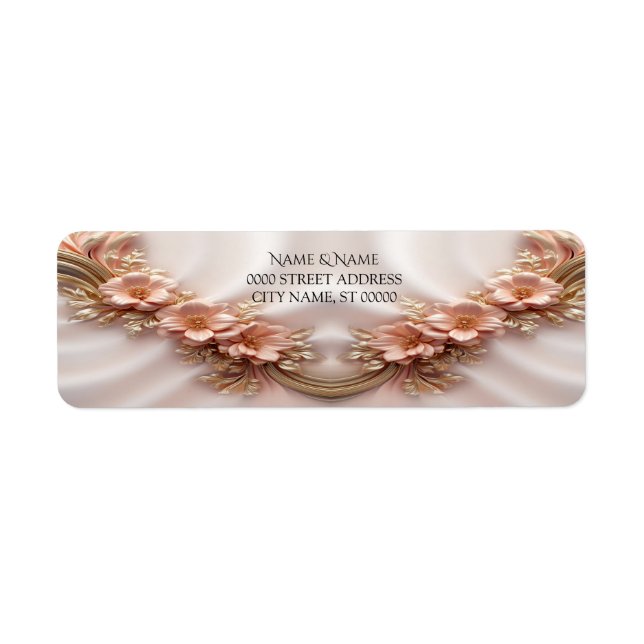 Élégant Orange Peach Floral Adresse de retour Labe (Devant)
