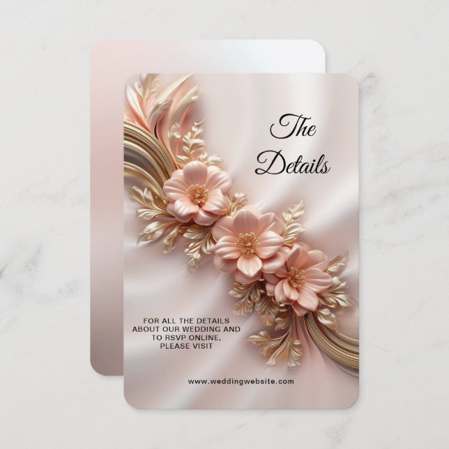 Elegant Orange Peach Floral Detail Enclosure Card (Front/Back)