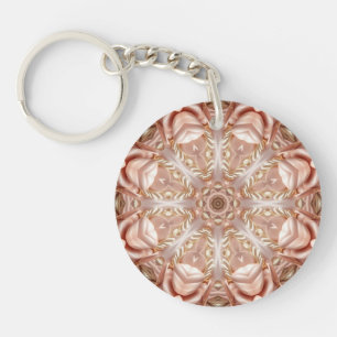 Elegant Orange Peach Floral Keychain