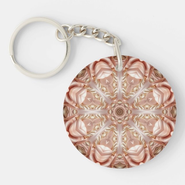 Elegant Orange Peach Floral Keychain (Front)