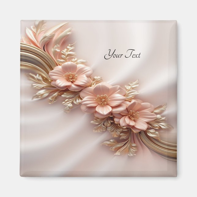 Elegant Orange Peach Floral Magnet (Front)