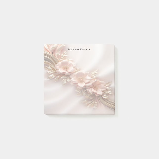 Elegant Orange Peach Floral Post it Notes (Front)