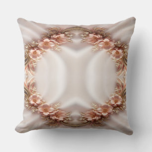 Elegant Orange Peach Floral Throw Pillow